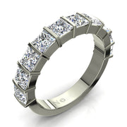 Demi-alliance 10 diamants naturels princesses 2.00 carat or blanc Lucia